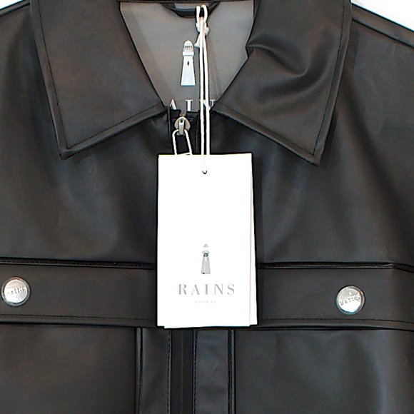 Rains Nap Boxy Black Vinyl Waterproof Rain Jacket - Picture 6 of 6